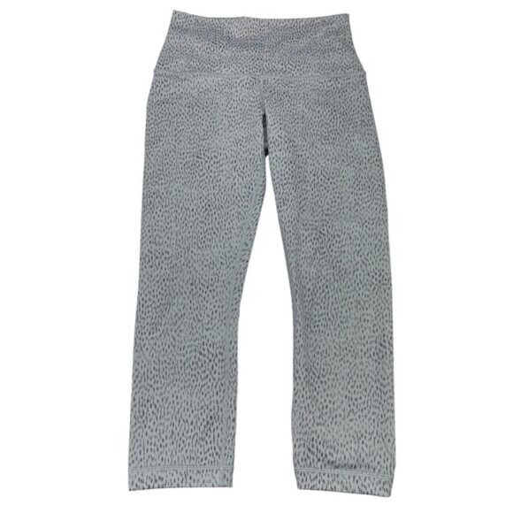 LULULEMON Wunder Under Crop II Luon Roll Down Sz 4 Dottie Dash Slate Black - Picture 7 of 11